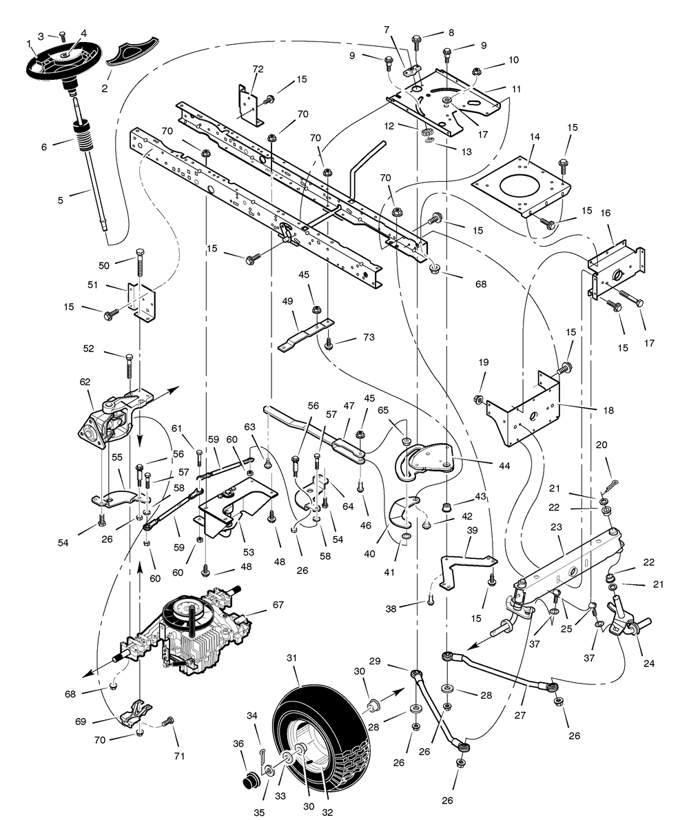 Steering Diagram and Parts List for 425640X50A 2005 Briggs and Stratton Lawn Tractor